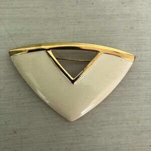 Vintage Monet Enamel & Gold Tone Geometric Brooch Pin Jewelry Accessory